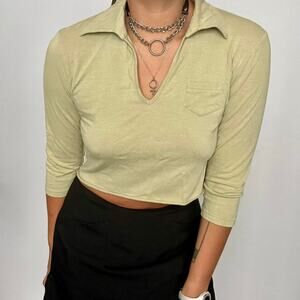 90s collared shirt mossy green
